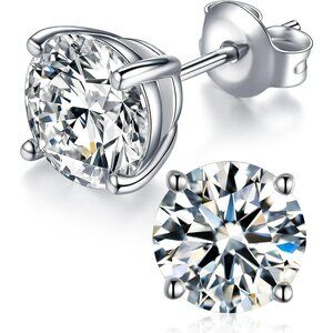 Moissanite Stud Earrings, Round Cut D Color Clarity Lab Created Moissanite Earri